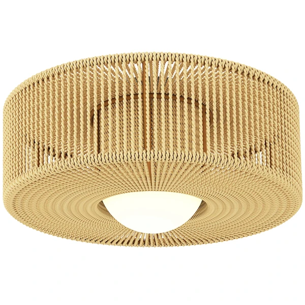 Plafondlamp, boho hanglamp met g9 led fitting, lampenkap van rond hennep touw 1