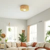 Plafondlamp, boho hanglamp met g9 led fitting, lampenkap van rond hennep touw 2