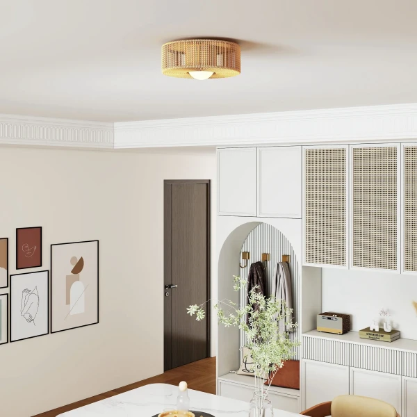 Plafondlamp, boho hanglamp met g9 led fitting, lampenkap van rond hennep touw 9