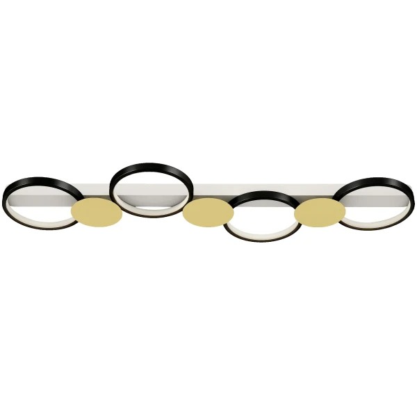 Plafondlamp led 38w 1500lm 3000k 6500k plafondlamp woonkamerlamp met 4 gloeilampen afstandsbediening zwart+goud 1