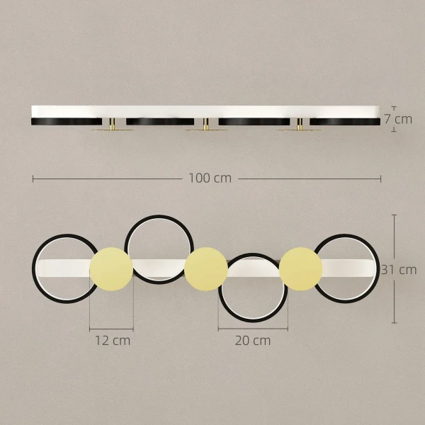 Plafondlamp led 38w 1500lm 3000k 6500k plafondlamp woonkamerlamp met 4 gloeilampen afstandsbediening zwart+goud 4