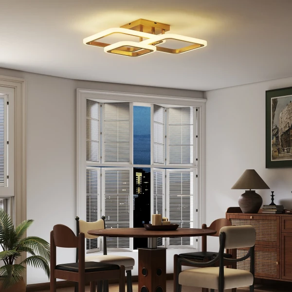 Plafondlamp led 40w 4300lm 3500k/4500k/6000k plafondlamp 3 hoekige woonkamerlamp, 48 x 46 x 13 cm, goud 10