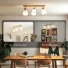 Plafondlamp led 40w plafondlamp met dubbele montage en 90° verstelbare koppen met 3 e27 fittingen natuurhout 7