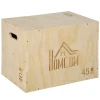 Plyo box, sprungbox van hout, plyometrisch platform met handvat voor thuis, 45 x 40 x 60 cm, natuurhout 1