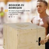 Plyo box, sprungbox van hout, plyometrisch platform met handvat voor thuis, 45 x 40 x 60 cm, natuurhout 6