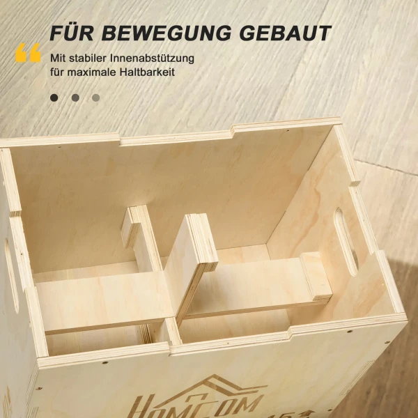 Plyo box, sprungbox van hout, plyometrisch platform met handvat voor thuis, 45 x 40 x 60 cm, natuurhout 7