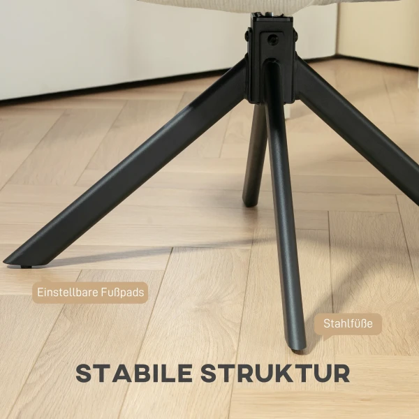 Polsterstoel, Accentstoel, Modern Ontwerp, Draaibaar, Tot 120 Kg, Crèmewit