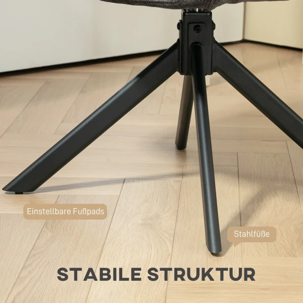 Polsterstoel, Accentstoel, Modern Ontwerp, Draaibaar, Tot 120 Kg, Zwart