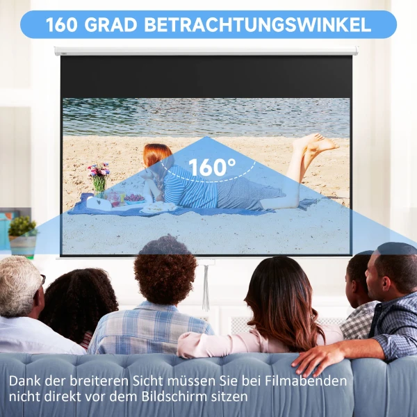 Projectiescherm, 120 inch, 16:9 formaat, wand of plafondmontage, wit 6