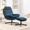 Relaxfauteuil Met Voetenbank, Loungestoel Bekleed Met Chenille stof, Moderne TV fauteuil, 78 X 93 X 100 Cm, Blauw