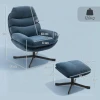 Relaxfauteuil Met Voetenbank, Loungestoel Bekleed Met Chenille stof, Moderne TV fauteuil, 78 X 93 X 100 Cm, Blauw