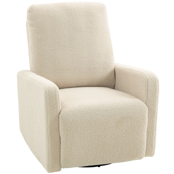 Relaxfauteuil, ontspanningsstoel met fleece hoes, verstelbare rugleuning, gestoffeerde stoel, staal, beige 1