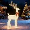 Rendier Met Rode Strik, 137 LED's, Kerstverlichting, Weerbestendig, 66 X 25 X 135 Cm, Zilver