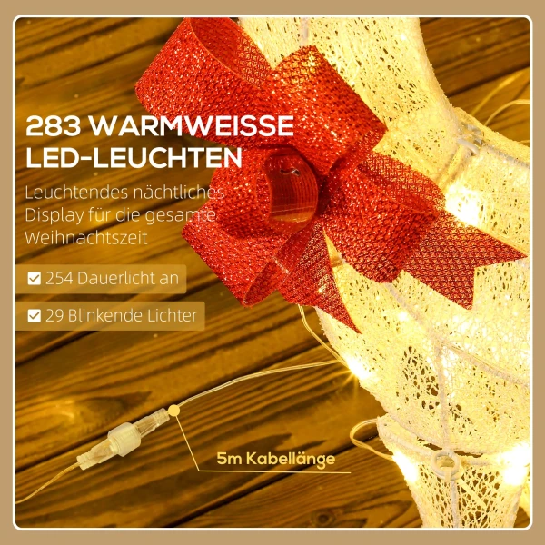 Rendierfamilie Met Rode Strikken, 283 LED's, Kerstverlichting, Weerbestendig, Zilver