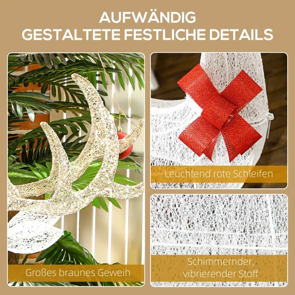 Rendierfamilie Met Rode Strikken, 283 LED's, Kerstverlichting, Weerbestendig, Zilver