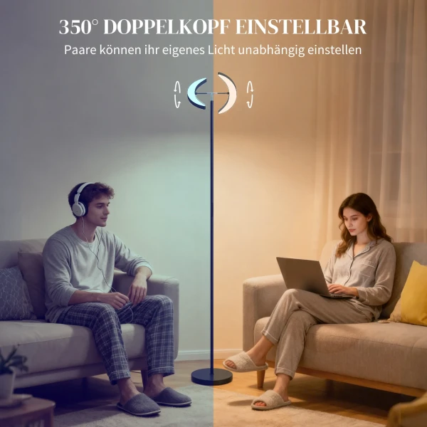 RGB Staande Lamp, Dimbare Lamp Met Meerkleurige Verlichtingsopties, Draaibaar, Zwart