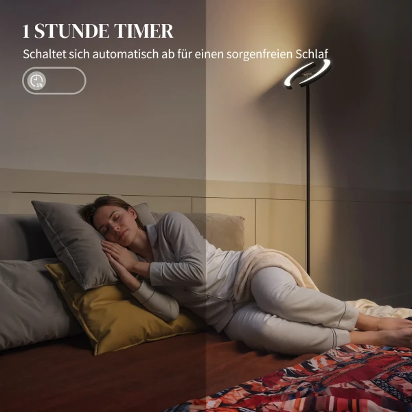 RGB Staande Lamp, Dimbare Lamp Met Meerkleurige Verlichtingsopties, Draaibaar, Zwart