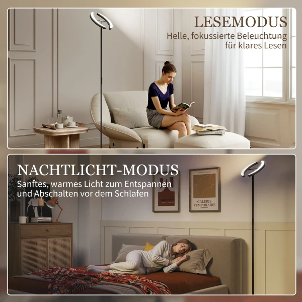 RGB Staande Lamp, Dimbare Lamp Met Meerkleurige Verlichtingsopties, Draaibaar, Zwart