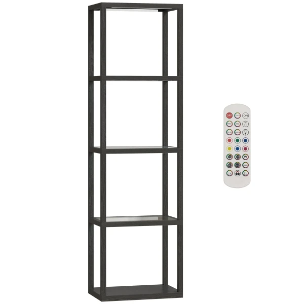 Rgb staande lamp met glazen planken, 4 niveaus led staande lamp met afstandsbediening, muzieksynchronisatie, zwart 1