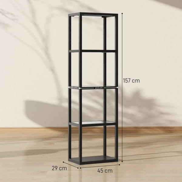 Rgb staande lamp met glazen planken, 4 niveaus led staande lamp met afstandsbediening, muzieksynchronisatie, zwart 4