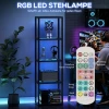 Rgb staande lamp met glazen planken, 4 niveaus led staande lamp met afstandsbediening, muzieksynchronisatie, zwart 5
