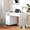 Rolbare computertafel, inklapbare bureau met kast en lade, spaanplaat, wit 10