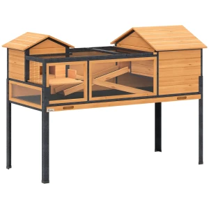 Schildpaddenverblijf, Kleindierverblijf, 2 Kamers, 2 Verdiepingen, Ramen, Hellingen, Accessoires, Hout, Staal, Geel