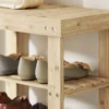 Schoenenbank Van Bamboe, Schoenenrek Met 2 Planken, Zitvlak, Voor Hal, Entree, 50x28x45cm, Natuur