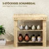 Schoenenbank Van Bamboe, Schoenenrek Met 2 Planken, Zitvlak, Voor Hal, Entree, 50x28x45cm, Natuur