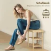 Schoenenbank Van Bamboe, Schoenenrek Met 2 Planken, Zitvlak, Voor Hal, Entree, 50x28x45cm, Natuur