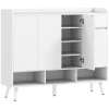 Schoenenkast met greeploos ontwerp, 4 deuren, 4 verstelbare planken, vrijstaand schoenenrek met 5 houten poten, hout, wit 1