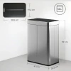 Sensor afvalbak, 55 l capaciteit, vlinderdeksel, opent automatisch, roestvrij staal, zilverkleurig 4