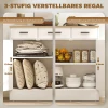 Sideboard met opbergruimte, dressoir met 2 lades, verstelbaar rek, voor keuken, woonkamer, gang, natuurhout, wit 6
