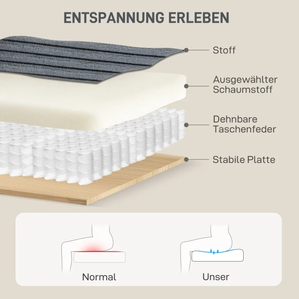 Slaapbank met kussens, schuimstof, om te zetten naar bed, bekerhouder, grijs 6