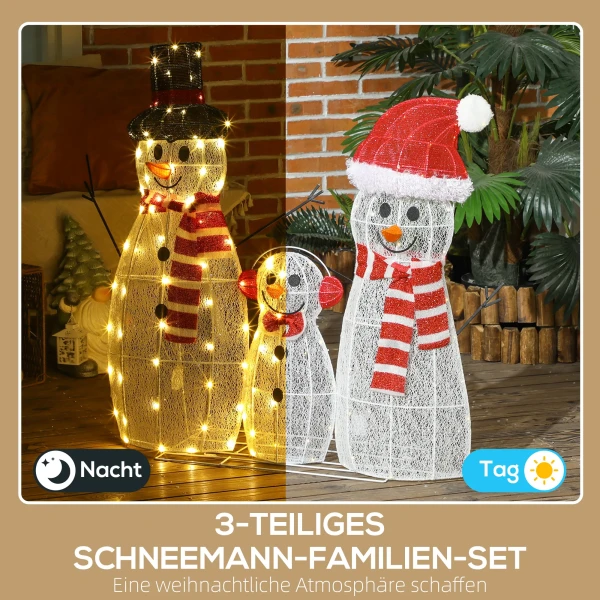Sneeuwmanfamilie, 148 leds, kerstverlichting, weerbestendig, glanzend, wit 5