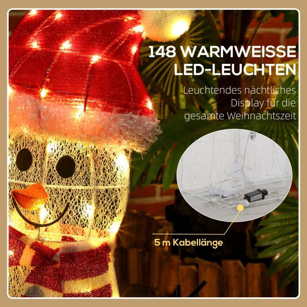 Sneeuwmanfamilie, 148 leds, kerstverlichting, weerbestendig, glanzend, wit 6