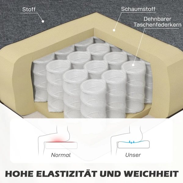 Sofa 2 zits, Gestoffeerde Sofa Linnenlook, Houten Frame, Voor Woonkamer Slaapkamer, 117 Cm, Grijs
