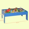 Speeltafel, 108 delig Houten Treinset, Met Afneembaar Tafelblad, Treintafel, 98x60,5x40 Cm, Blauw