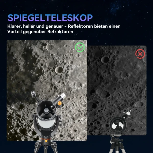 Spiegeltelescoop, 114 mm objectief, 2 oculairs, zoekertelescoop, aluminium, donkerblauw 5