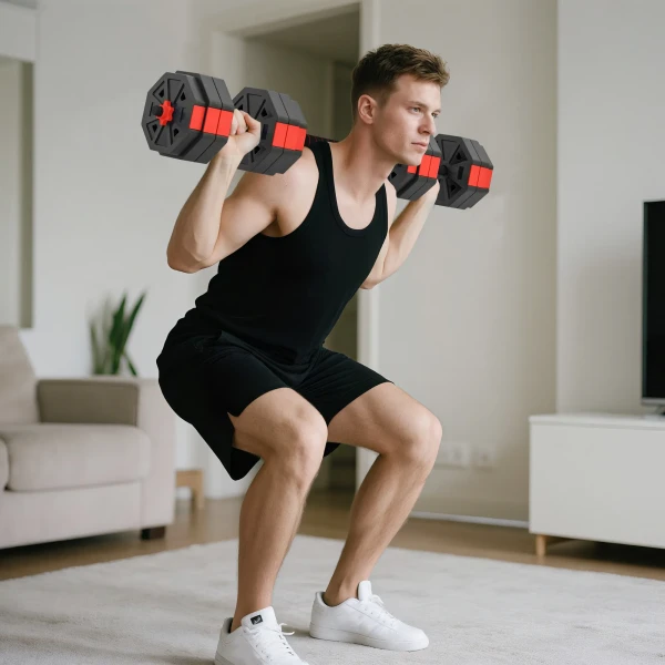 Sportnow 4 in 1 halterset korte halterset korte halters lange halters verstelbaar 25 kg voor krachttraining thuis 2