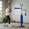 Sportnow boksstandaard, twee speedballs, draaibare boksstang, trapkussen, in hoogte verstelbaar, staal, 107 x 36 x 140 205 cm, blauw 2