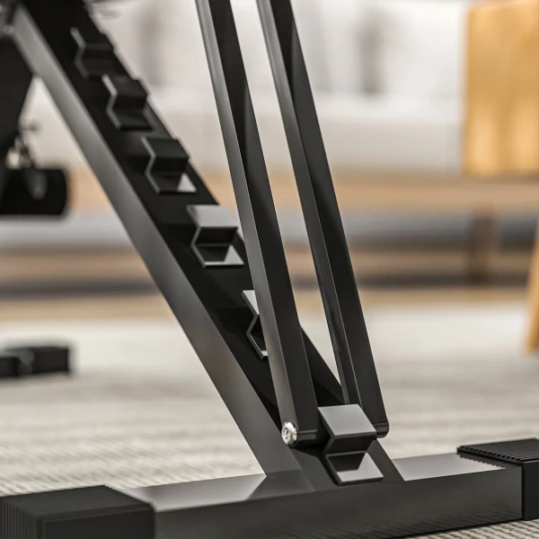 Sportnow opvouwbare workout bank, 6 traps rugleuning, 4 traps zitplaats, metaal, gevoerd, zwart 10