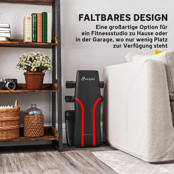 Sportnow opvouwbare workout bank, 6 traps rugleuning, 4 traps zitplaats, metaal, gevoerd, zwart 6