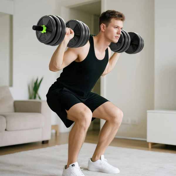 Sportnow verstelbare halterset 20 kg korte halterset lange halterset halterset voor krachttraining 2