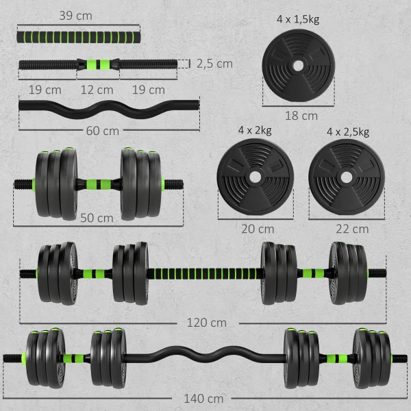 Sportnow verstelbare halterset 25 kg korte halterset korte halters lange halters halterset voor krachttraining 4