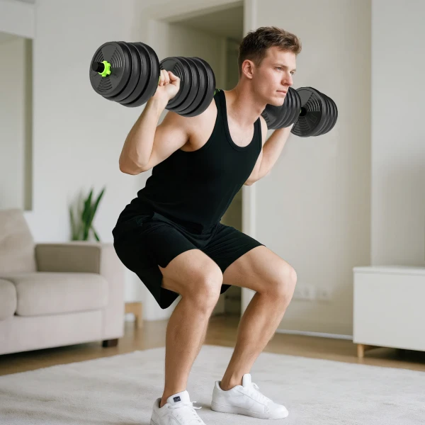 Sportnow verstelbare halterset 30 kg korte halterset korte halters lange halters halterset voor krachttraining 2