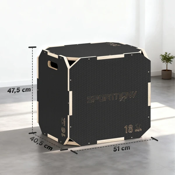 Sprungbox, Randvrije Hoeken, Multiplex, In Hoogte Verstelbaar, Zijhandvatten, Zwart