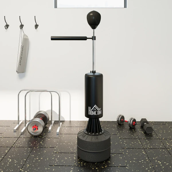 Staande bokszak met speedball, reflexstang, in hoogte verstelbaar, voor volwassenen, 155 205cm, zwart 8