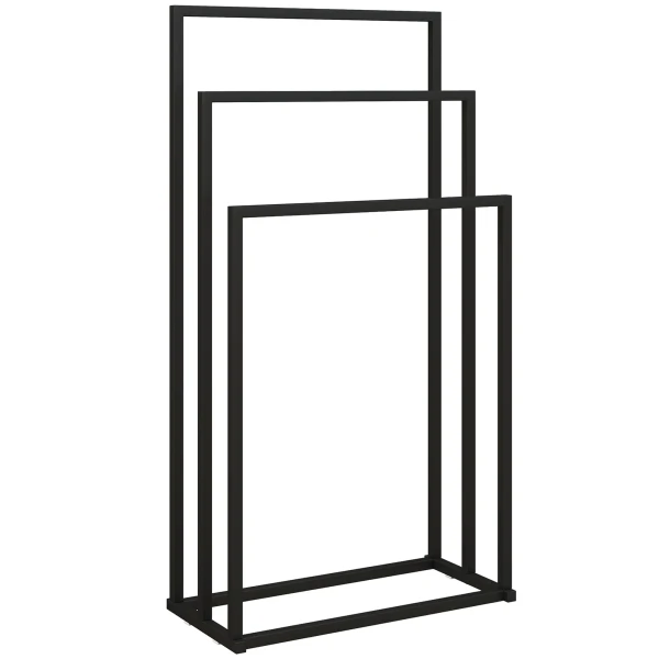Staande handdoekhouder handdoekstandaard met 3 stangen, handdoekladder van staal 45 x 21,5 x 85 cm 1