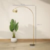 Staande Lamp, Boog ontwerp Met Marmeren Voet, 180 Cm, Zwart+Goud